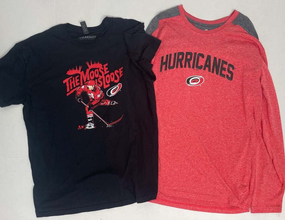 NHL Carolina Hurricanes Men's XL Bundle: The Moose Is Loose, Red Logo T-Shirt